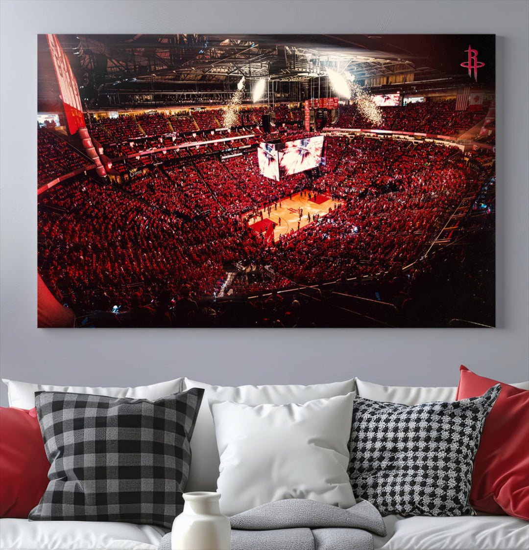 Houston Rockets Basketball Stadium Wall Art Canvas Print, Toyota Center Wall Art Print NBA Basketball Wall Art Print, Basketball Lover Gift