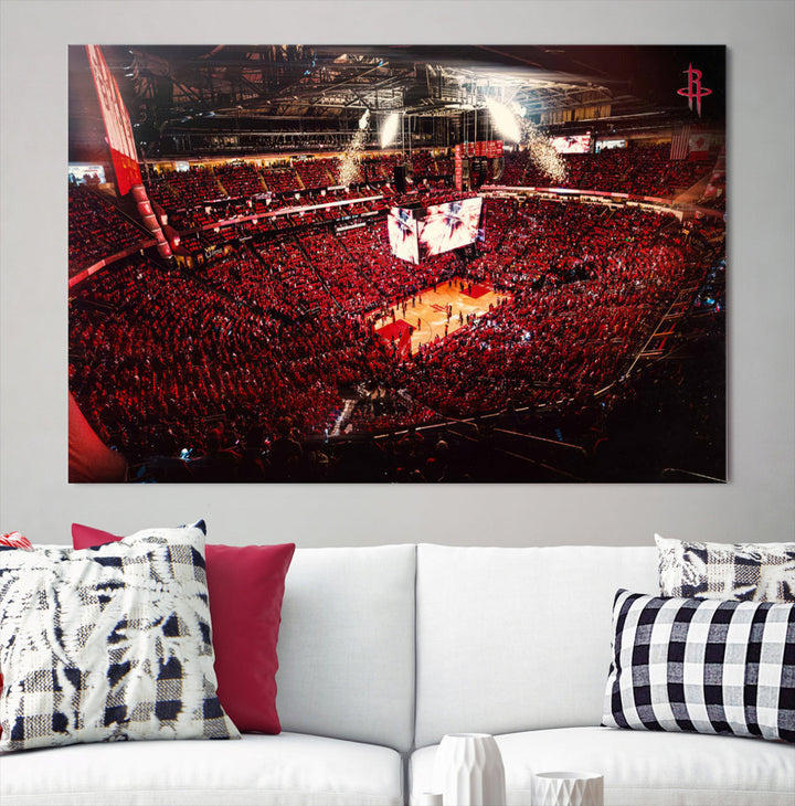 Houston Rockets Basketball Stadium Wall Art Canvas Print, Toyota Center Wall Art Print NBA Basketball Wall Art Print, Basketball Lover Gift