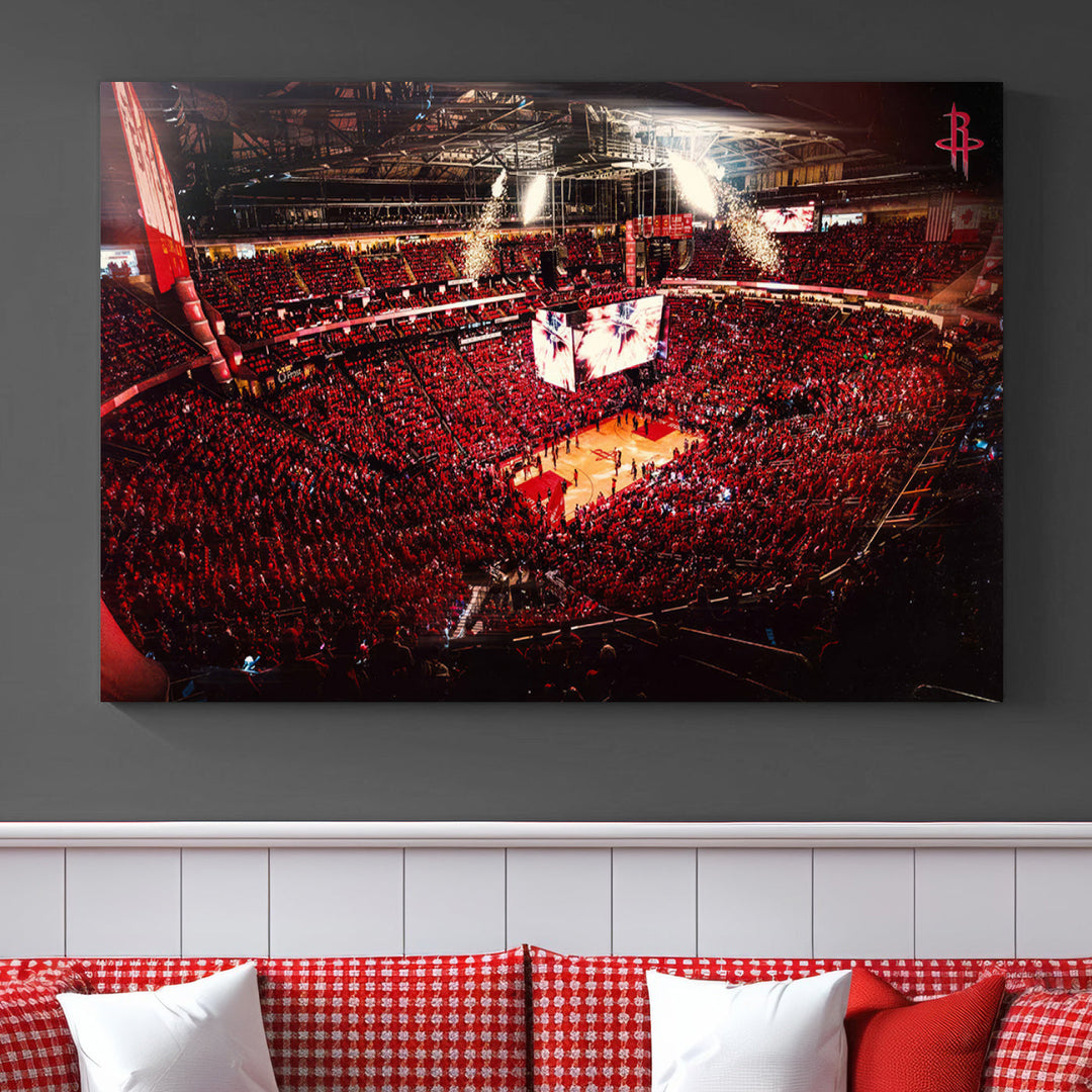 Houston Rockets Basketball Stadium Wall Art Canvas Print, Toyota Center Wall Art Print NBA Basketball Wall Art Print, Basketball Lover Gift