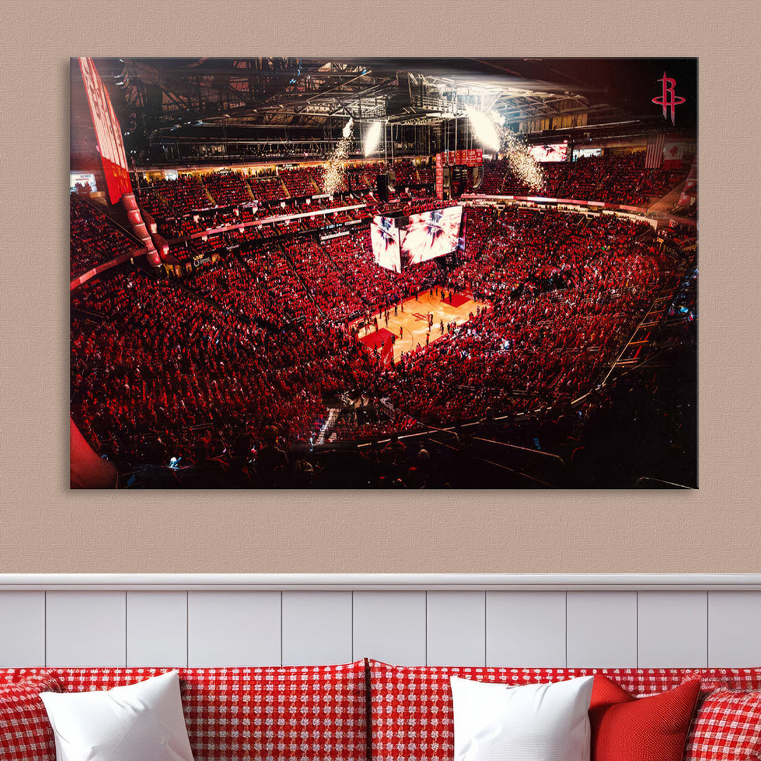 Houston Rockets Basketball Stadium Wall Art Canvas Print, Toyota Center Wall Art Print NBA Basketball Wall Art Print, Basketball Lover Gift