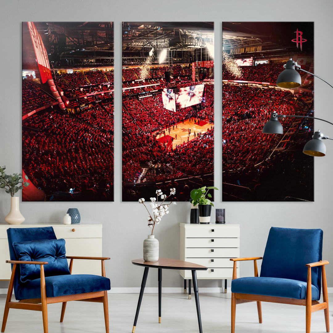 Houston Rockets Basketball Stadium Wall Art Canvas Print, Toyota Center Wall Art Print NBA Basketball Wall Art Print, Basketball Lover Gift