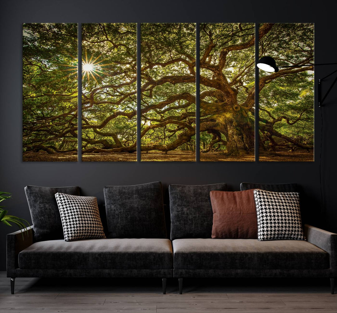 Huge Angel Oak Tree Wall Art Canvas Print, Oak Canvas Wall Decor Nature Fine Art Print Set of 3 Framed