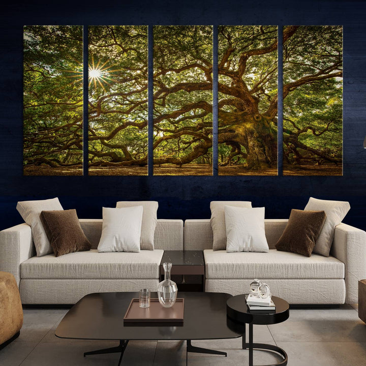 Huge Angel Oak Tree Wall Art Canvas Print, Oak Canvas Wall Decor Nature Fine Art Print Set of 3 Framed