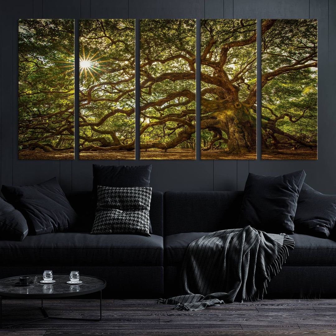 Huge Angel Oak Tree Wall Art Canvas Print, Oak Canvas Wall Decor Nature Fine Art Print Set of 3 Framed