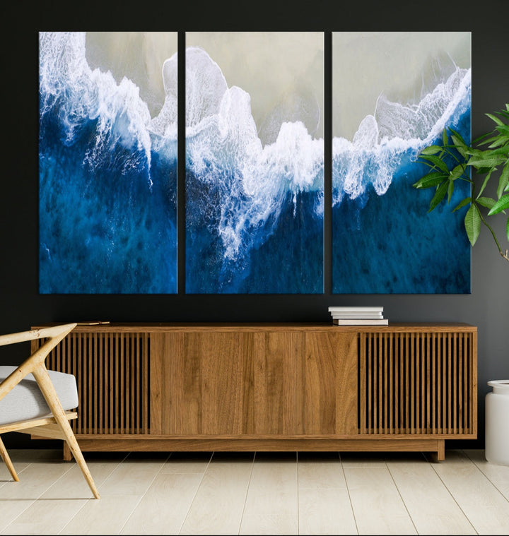 Hypnotic Aerial Beach Photo Wall Art Print Extra Large Ocean Canvas Print