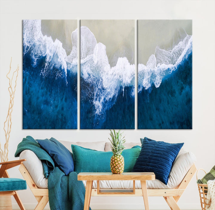 Hypnotic Aerial Beach Photo Wall Art Print Extra Large Ocean Canvas Print