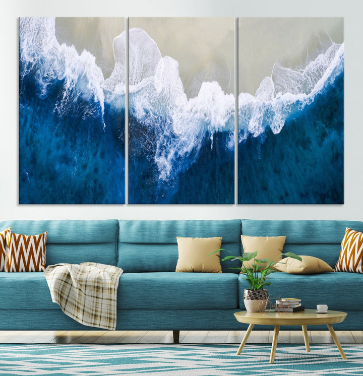 Hypnotic Aerial Beach Photo Wall Art Print Extra Large Ocean Canvas Print