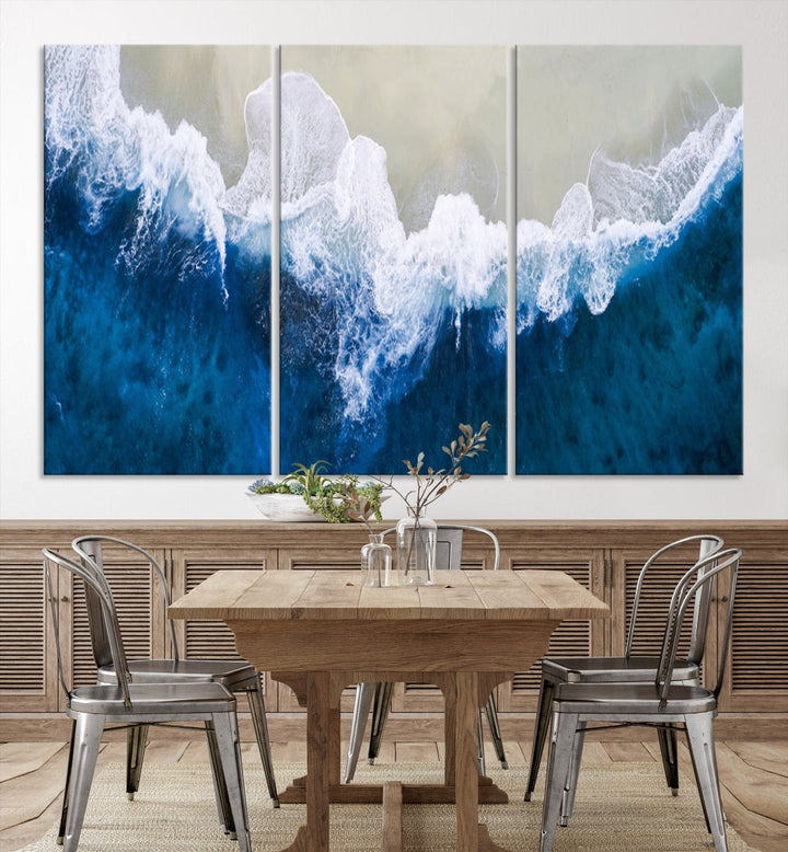 Hypnotic Aerial Beach Photo Wall Art Print Extra Large Ocean Canvas Print