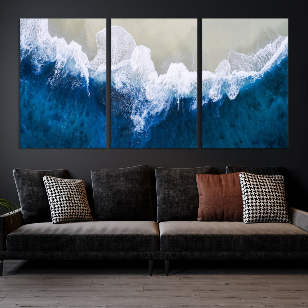 Hypnotic Aerial Beach Photo Wall Art Print Extra Large Ocean Canvas Print