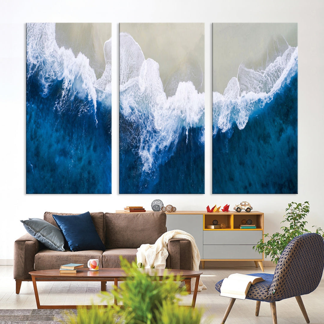 Hypnotic Aerial Beach Photo Wall Art Print Extra Large Ocean Canvas Print