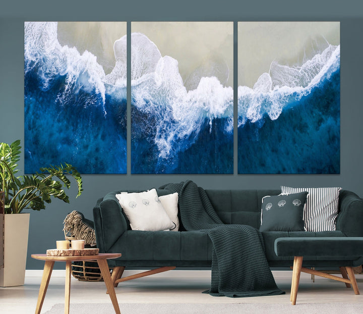 Hypnotic Aerial Beach Photo Wall Art Print Extra Large Ocean Canvas Print