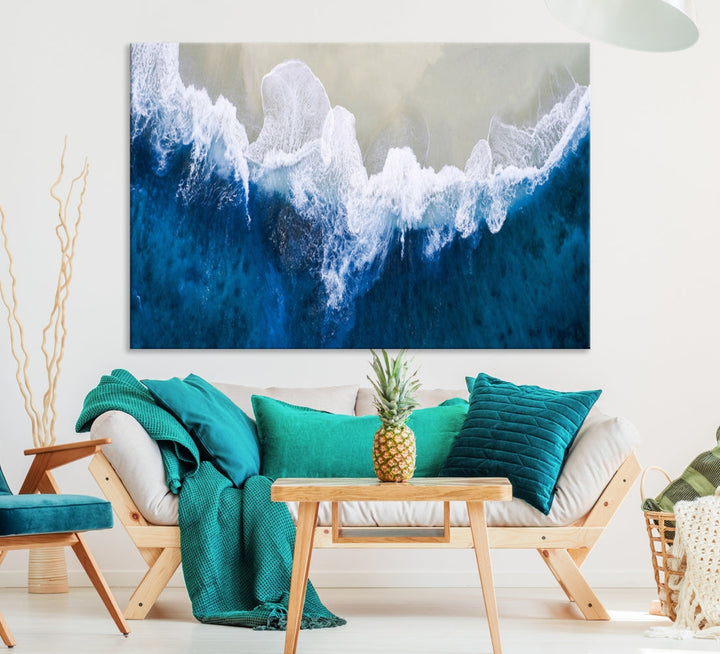 Hypnotic Aerial Beach Photo Wall Art Print Extra Large Ocean Canvas Print