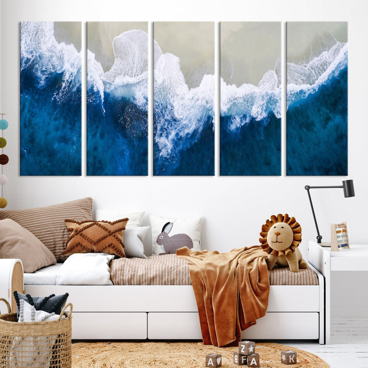 Hypnotic Aerial Beach Photo Wall Art Print Extra Large Ocean Canvas Print