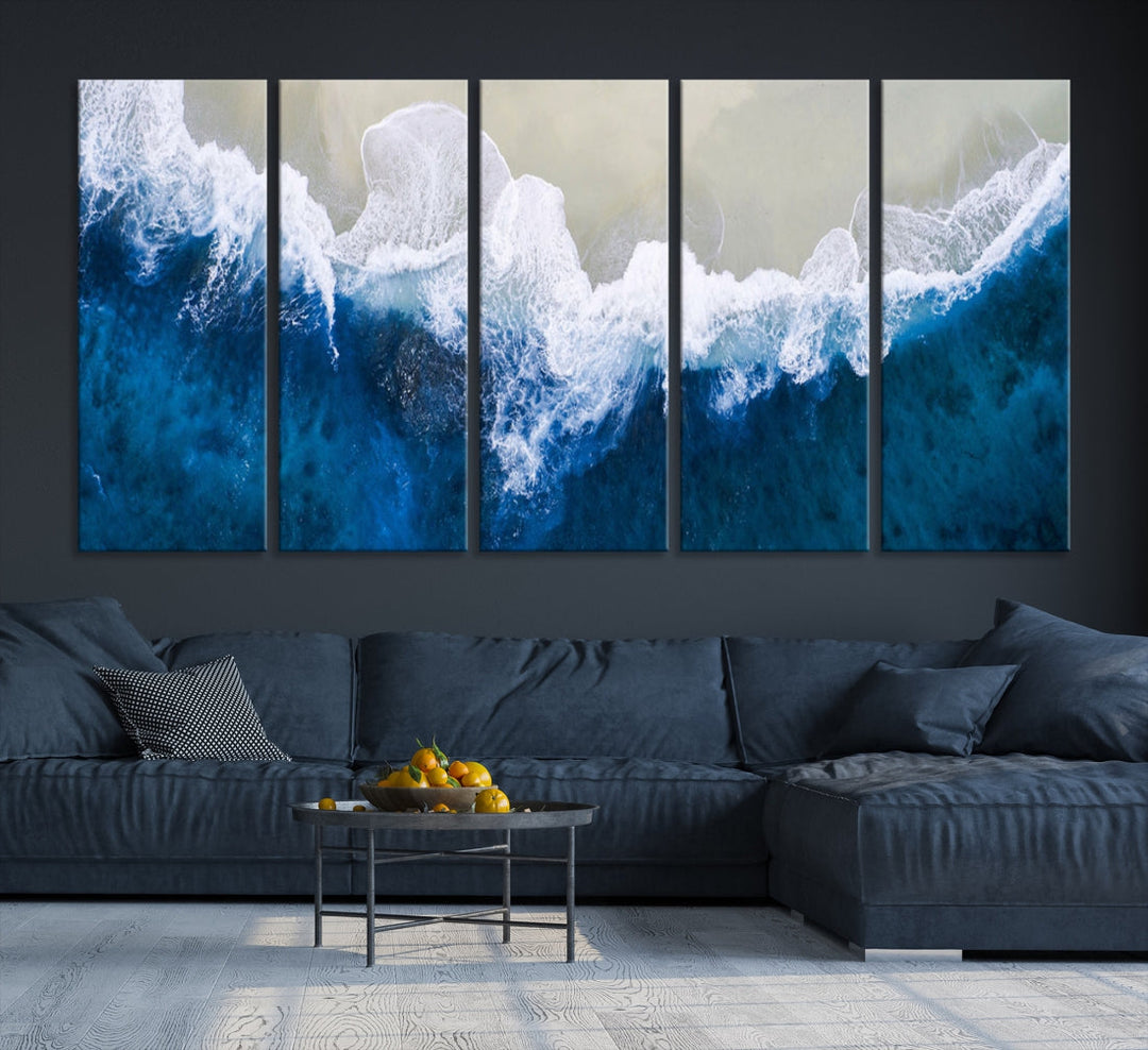 Hypnotic Aerial Beach Photo Wall Art Print Extra Large Ocean Canvas Print