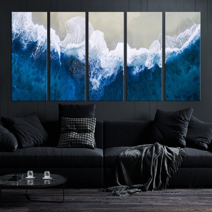 Hypnotic Aerial Beach Photo Wall Art Print Extra Large Ocean Canvas Print