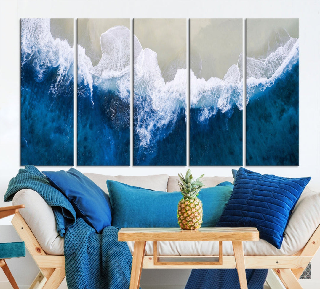 Hypnotic Aerial Beach Photo Wall Art Print Extra Large Ocean Canvas Print