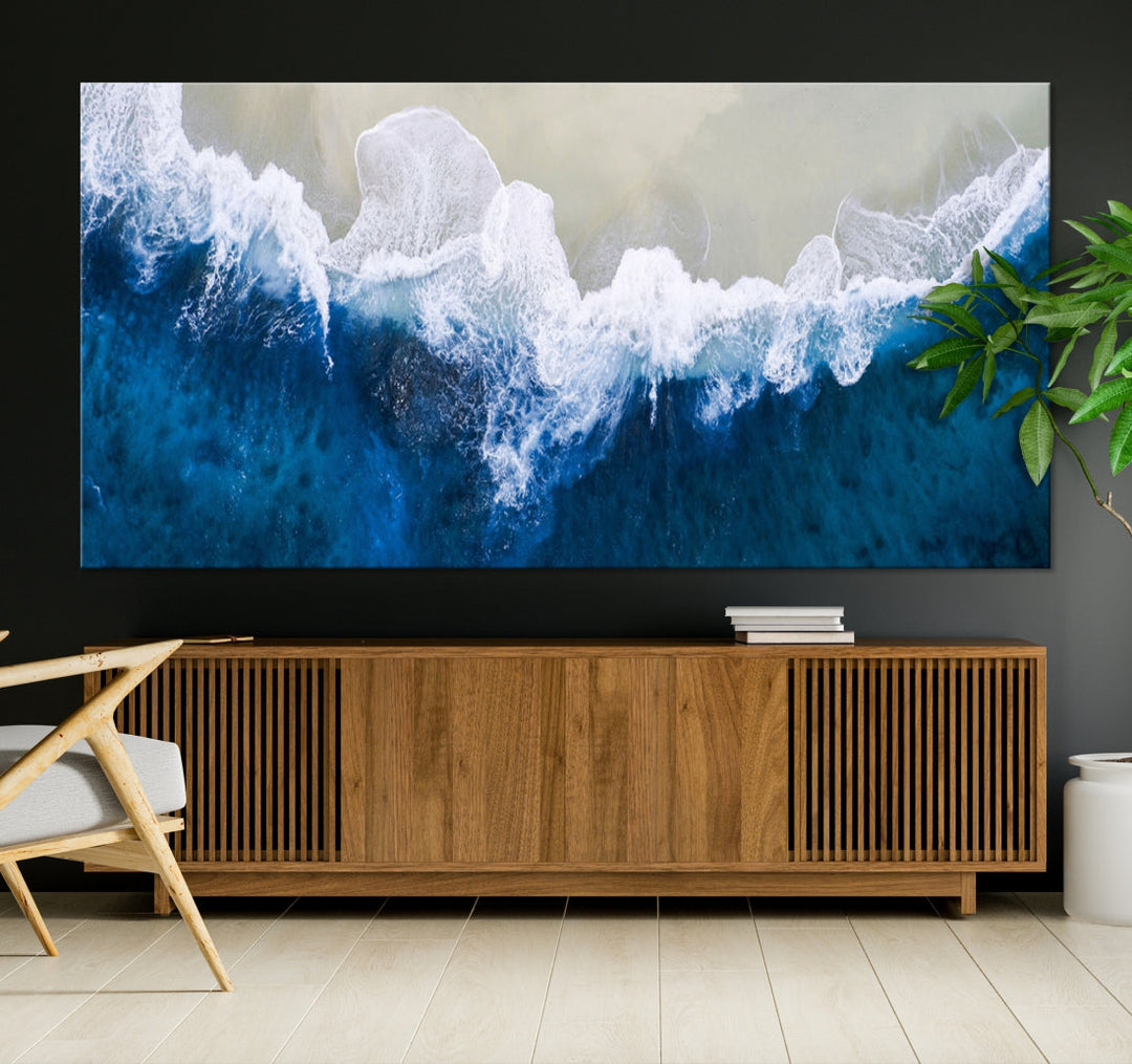 Hypnotic Aerial Beach Photo Wall Art Print Extra Large Ocean Canvas Print