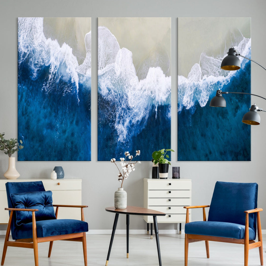 Hypnotic Aerial Beach Photo Wall Art Print Extra Large Ocean Canvas Print