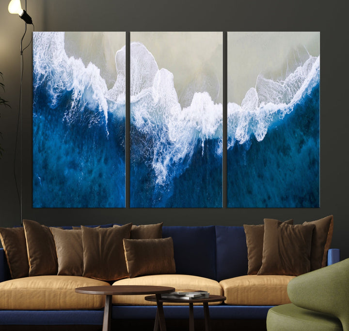 Hypnotic Aerial Beach Photo Wall Art Print Extra Large Ocean Canvas Print