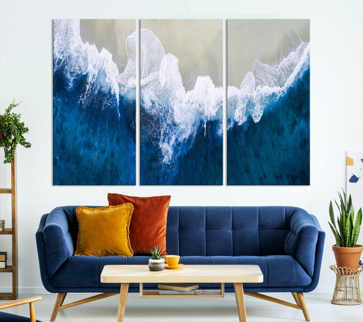 Hypnotic Aerial Beach Photo Wall Art Print Extra Large Ocean Canvas Print