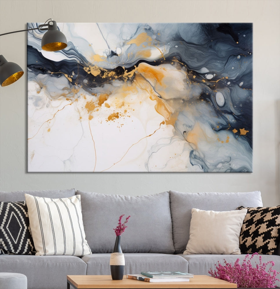 Ice Cracking Canvas Wall Art, Abstract Print Set of , Marble Painting, Modern Minimal Wall Decor