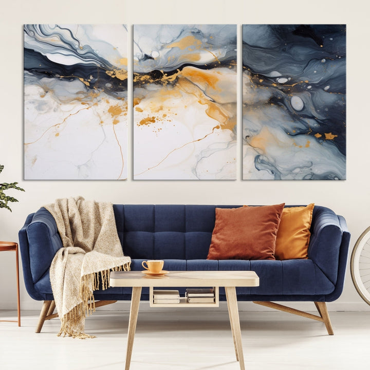 Ice Cracking Canvas Wall Art, Abstract Print Set of , Marble Painting, Modern Minimal Wall Decor