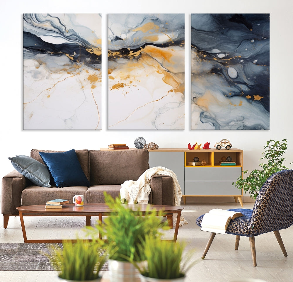 Ice Cracking Canvas Wall Art, Abstract Print Set of , Marble Painting, Modern Minimal Wall Decor