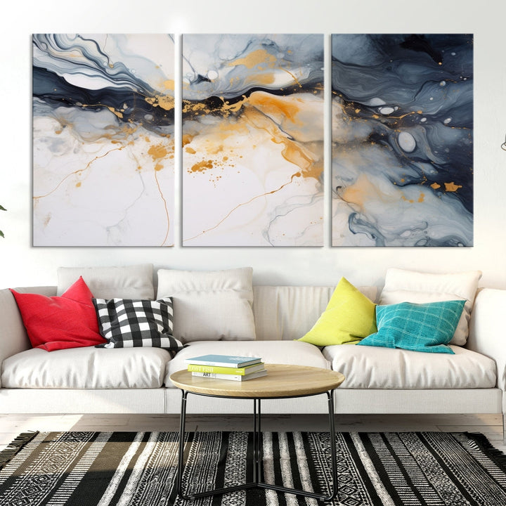 Ice Cracking Canvas Wall Art, Abstract Print Set of , Marble Painting, Modern Minimal Wall Decor