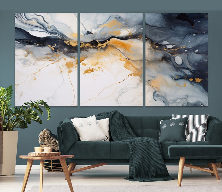 Ice Cracking Canvas Wall Art, Abstract Print Set of , Marble Painting, Modern Minimal Wall Decor