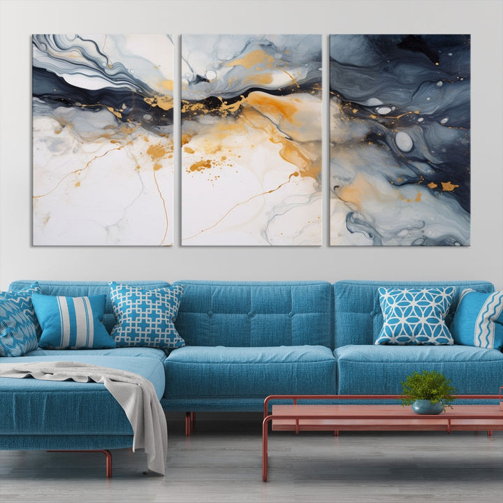 Ice Cracking Canvas Wall Art, Abstract Print Set of , Marble Painting, Modern Minimal Wall Decor