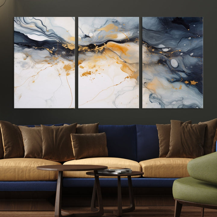 Ice Cracking Canvas Wall Art, Abstract Print Set of , Marble Painting, Modern Minimal Wall Decor