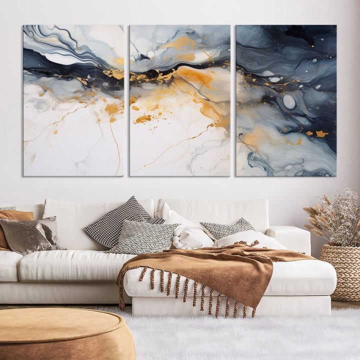 Ice Cracking Canvas Wall Art, Abstract Print Set of , Marble Painting, Modern Minimal Wall Decor