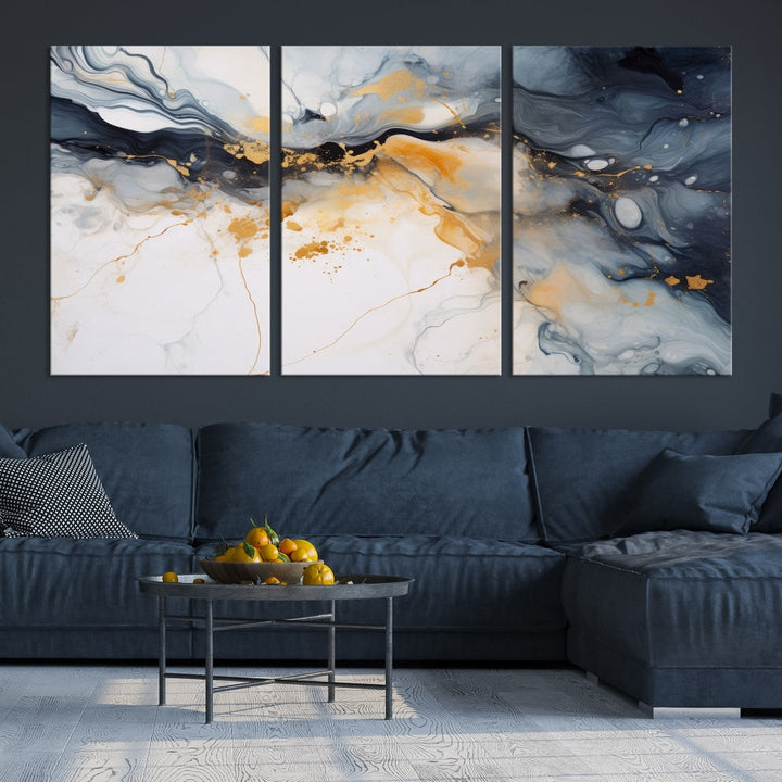 Ice Cracking Canvas Wall Art, Abstract Print Set of , Marble Painting, Modern Minimal Wall Decor