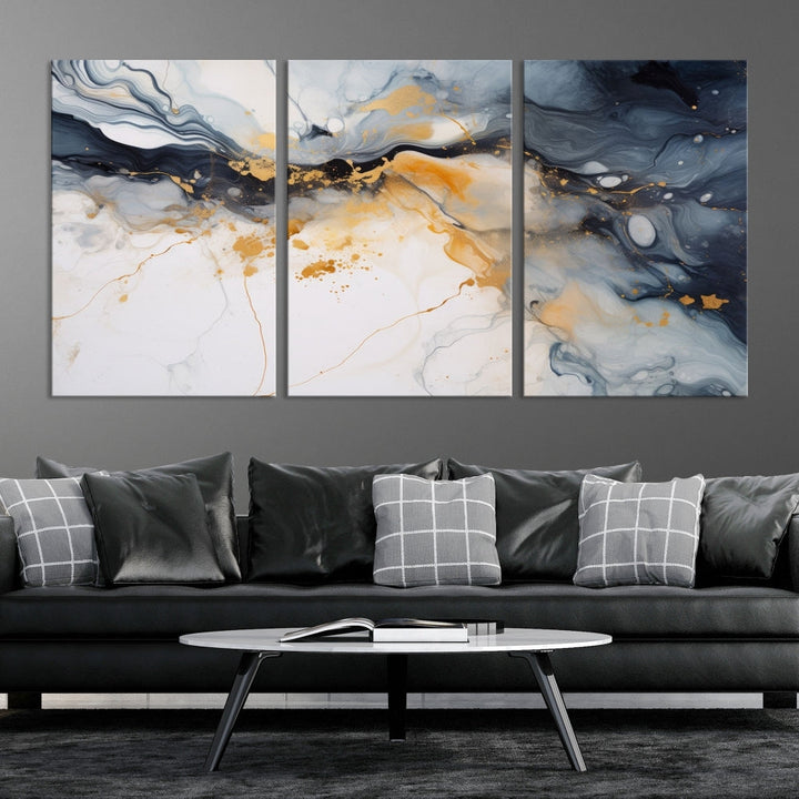 Ice Cracking Canvas Wall Art, Abstract Print Set of , Marble Painting, Modern Minimal Wall Decor