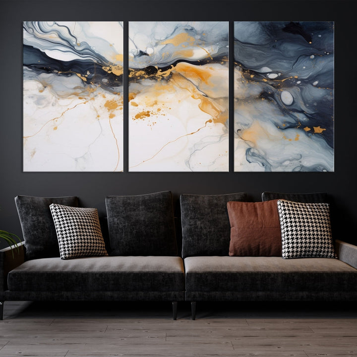 Ice Cracking Canvas Wall Art, Abstract Print Set of , Marble Painting, Modern Minimal Wall Decor