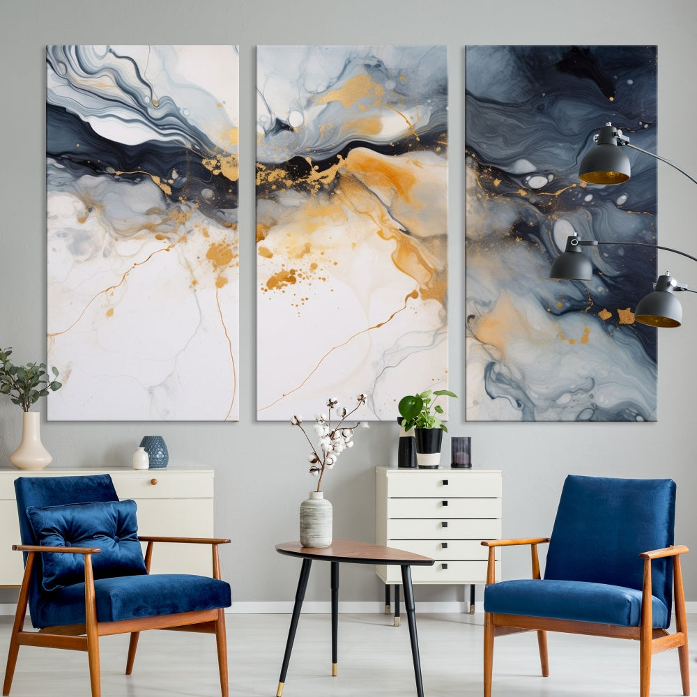 Ice Cracking Canvas Wall Art, Abstract Print Set of , Marble Painting, Modern Minimal Wall Decor