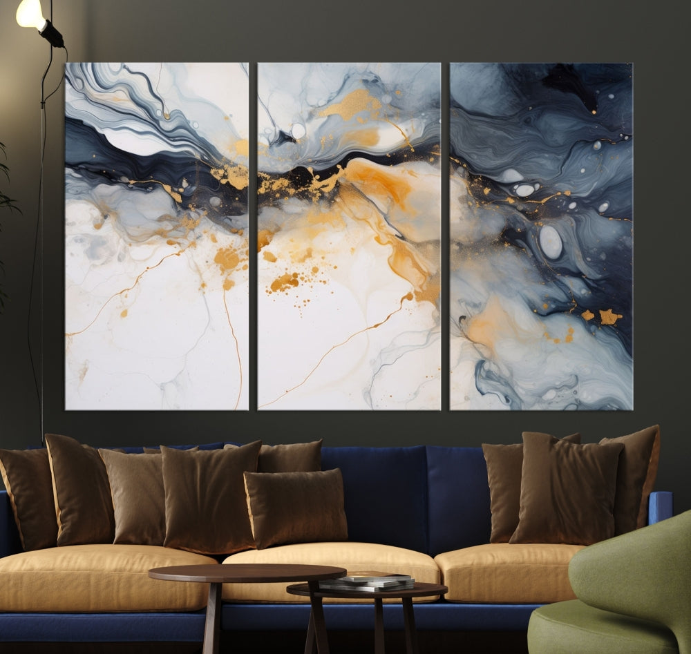 Ice Cracking Canvas Wall Art, Abstract Print Set of , Marble Painting, Modern Minimal Wall Decor