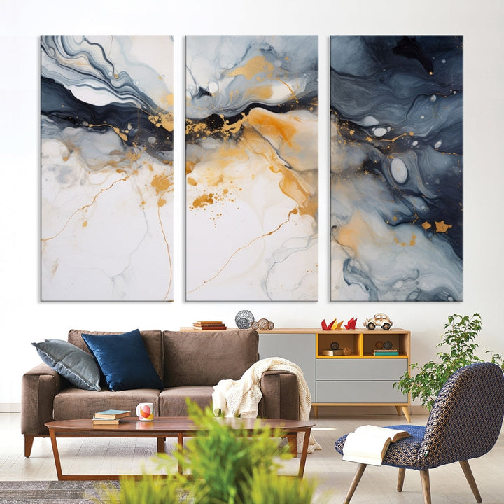 Ice Cracking Canvas Wall Art, Abstract Print Set of , Marble Painting, Modern Minimal Wall Decor