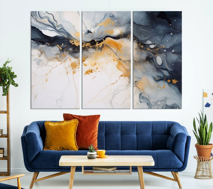 Ice Cracking Canvas Wall Art, Abstract Print Set of , Marble Painting, Modern Minimal Wall Decor