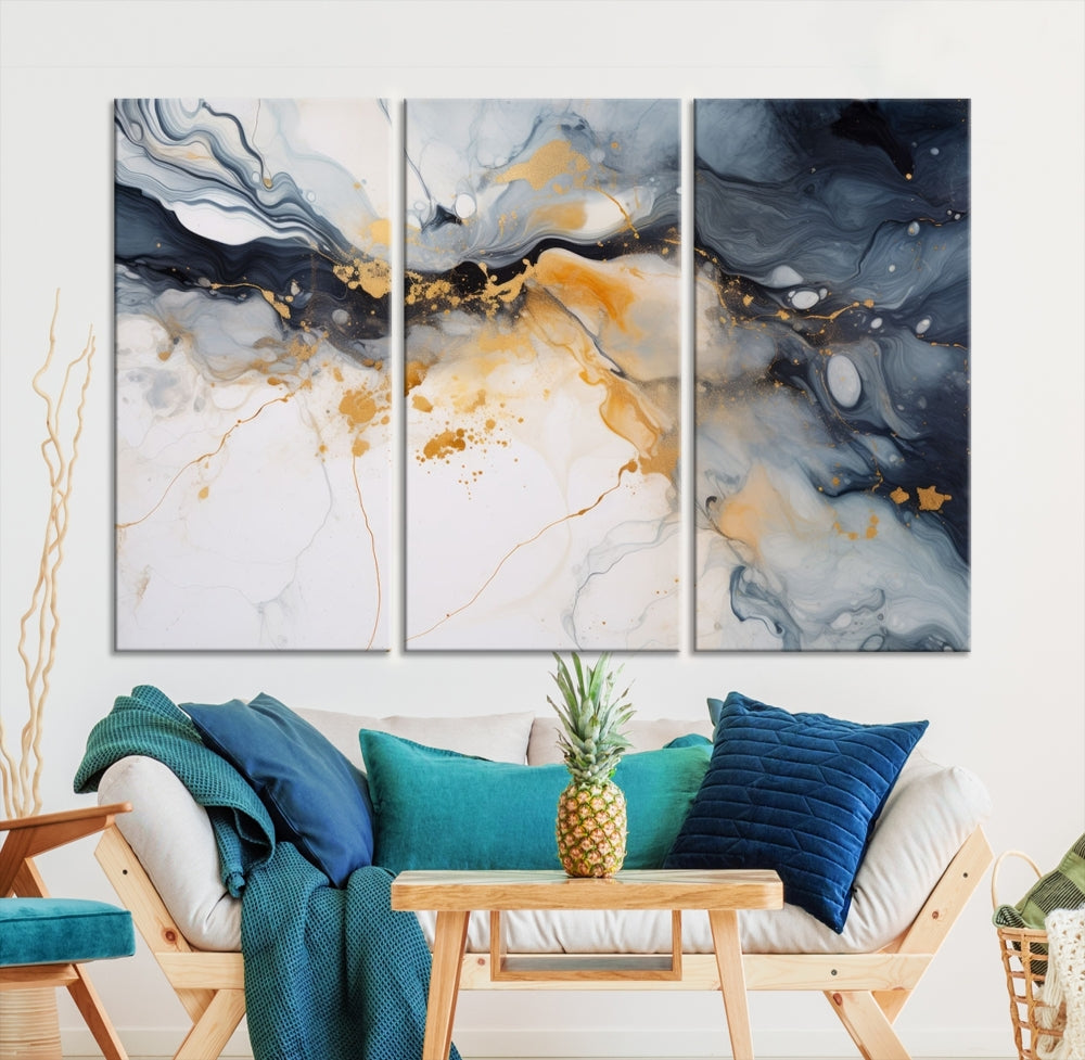 Ice Cracking Canvas Wall Art, Abstract Print Set of , Marble Painting, Modern Minimal Wall Decor