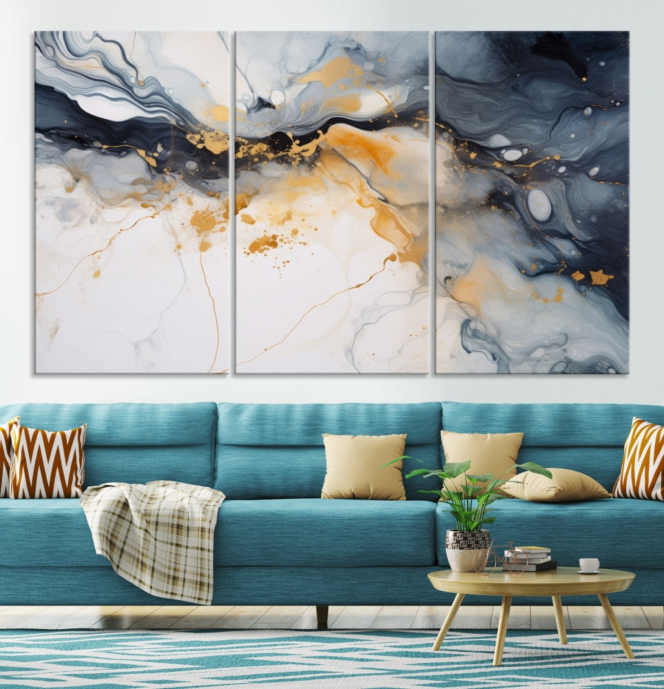 Ice Cracking Canvas Wall Art, Abstract Print Set of , Marble Painting, Modern Minimal Wall Decor