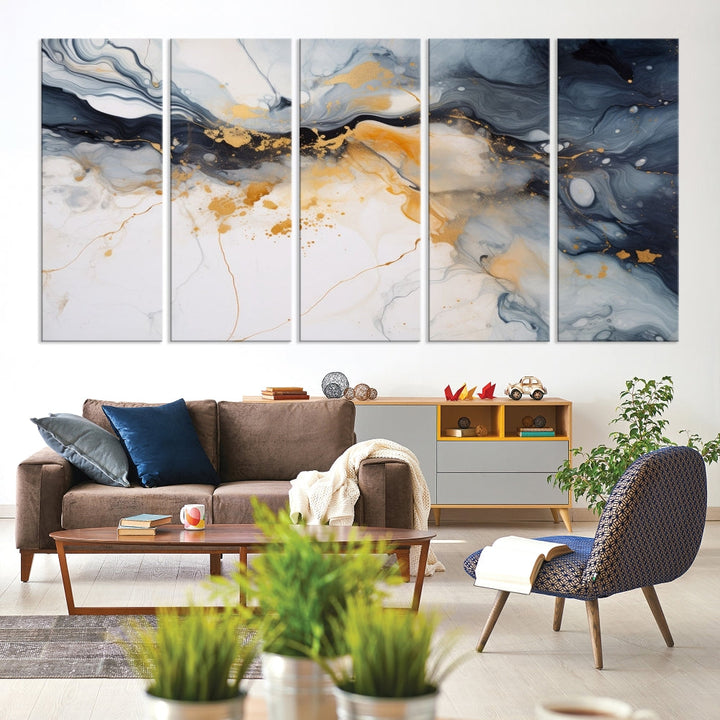 Ice Cracking Canvas Wall Art, Abstract Print Set of , Marble Painting, Modern Minimal Wall Decor