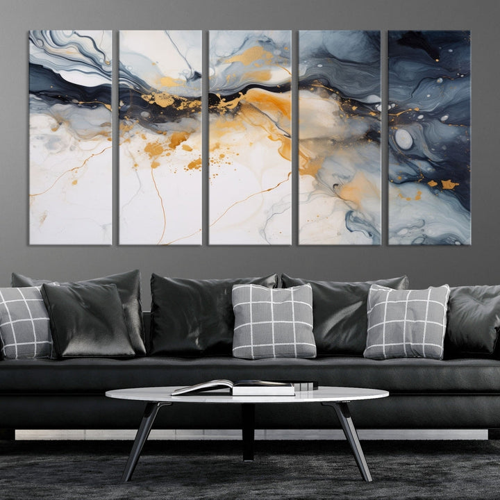 Ice Cracking Canvas Wall Art, Abstract Print Set of , Marble Painting, Modern Minimal Wall Decor