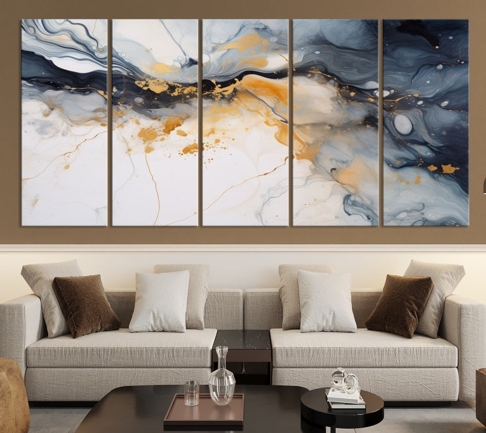 Ice Cracking Canvas Wall Art, Abstract Print Set of , Marble Painting, Modern Minimal Wall Decor