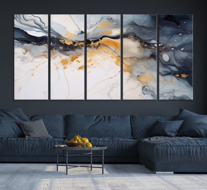 Ice Cracking Canvas Wall Art, Abstract Print Set of , Marble Painting, Modern Minimal Wall Decor