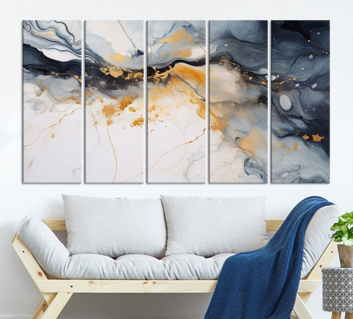 Ice Cracking Canvas Wall Art, Abstract Print Set of , Marble Painting, Modern Minimal Wall Decor