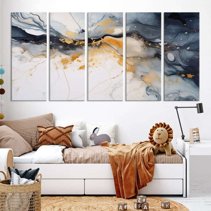 Ice Cracking Canvas Wall Art, Abstract Print Set of , Marble Painting, Modern Minimal Wall Decor