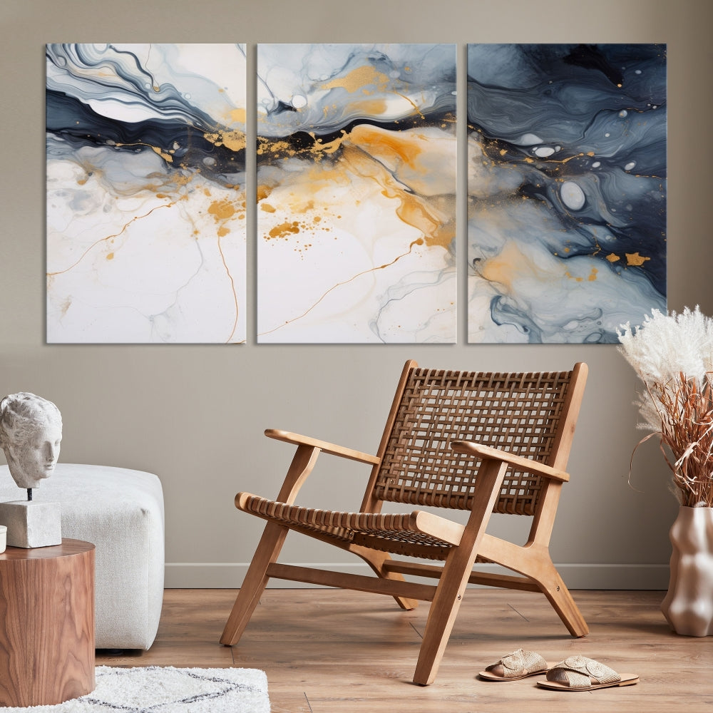 Ice Cracking Canvas Wall Art, Abstract Print Set of , Marble Painting, Modern Minimal Wall Decor