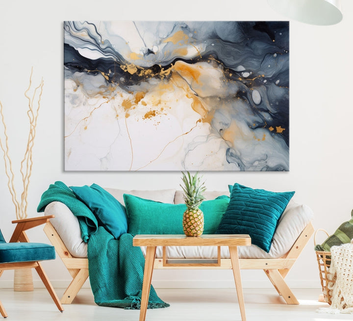 Ice Cracking Canvas Wall Art, Abstract Print Set of , Marble Painting, Modern Minimal Wall Decor