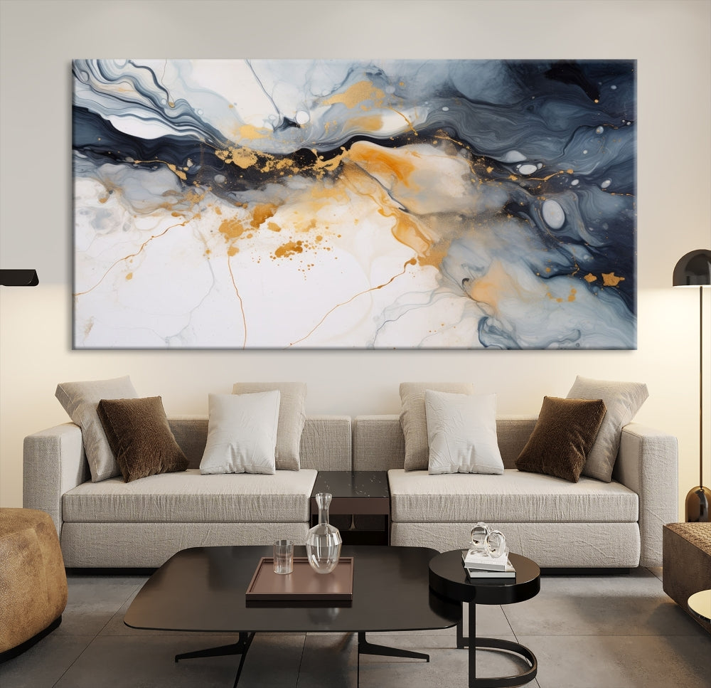 Ice Cracking Canvas Wall Art, Abstract Print Set of , Marble Painting, Modern Minimal Wall Decor